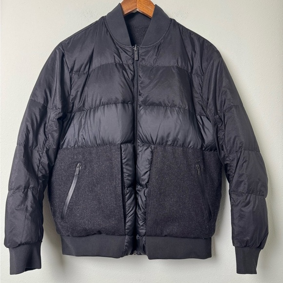 Lululemon Roam Far Wool Goose Down Bomber Puffer Jacket Black/Heathered Black 10 - Picture 5 of 16